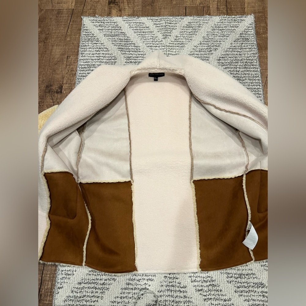 Front‎ Row Shop Patch Teddy Jacket Coat Cozy Western Sherpa - Picture 8 of 10